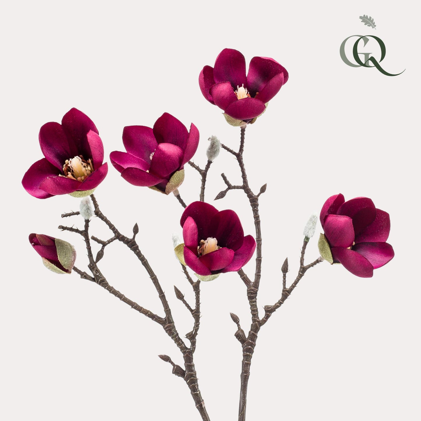 Kunstbloemen - Magnolia bloem Paars x8 -65cm - Forest Plants