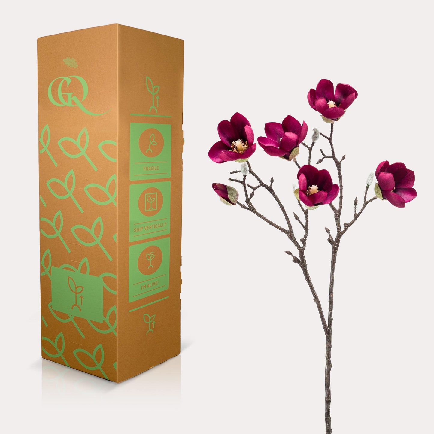Kunstbloemen - Magnolia bloem Paars x8 -65cm - Forest Plants