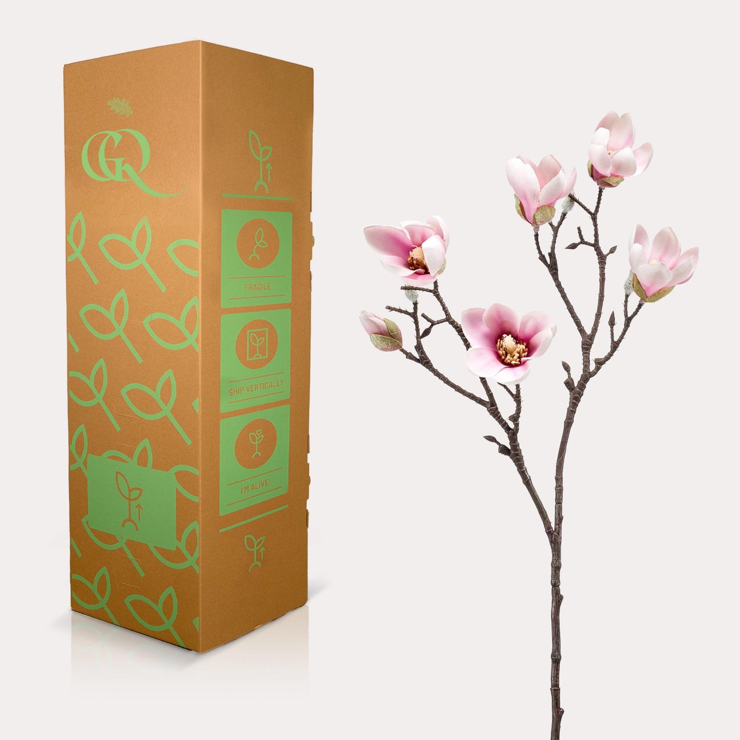 Kunstbloemen - Magnolia bloem Roze x8 - 65cm - Forest Plants