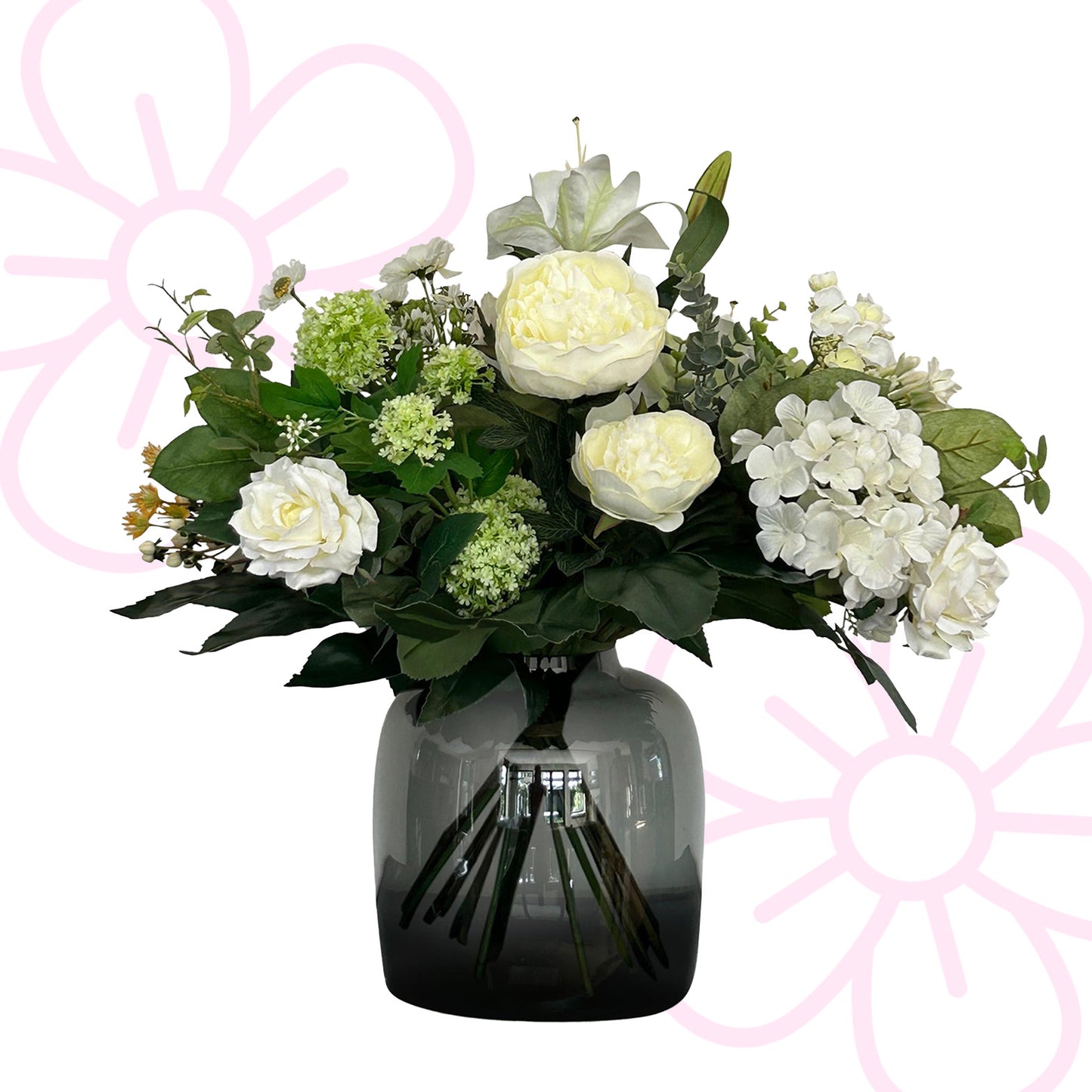 Kunstbloemen - Boeket- M - White Dream - 60 cm - Forest Plants