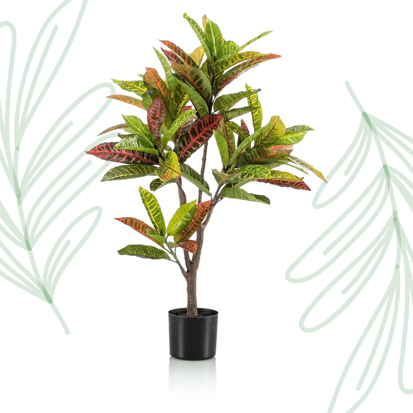 Kunstplant - Croton Codiaeum - Wonderstruik - 95 cm - Forest Plants