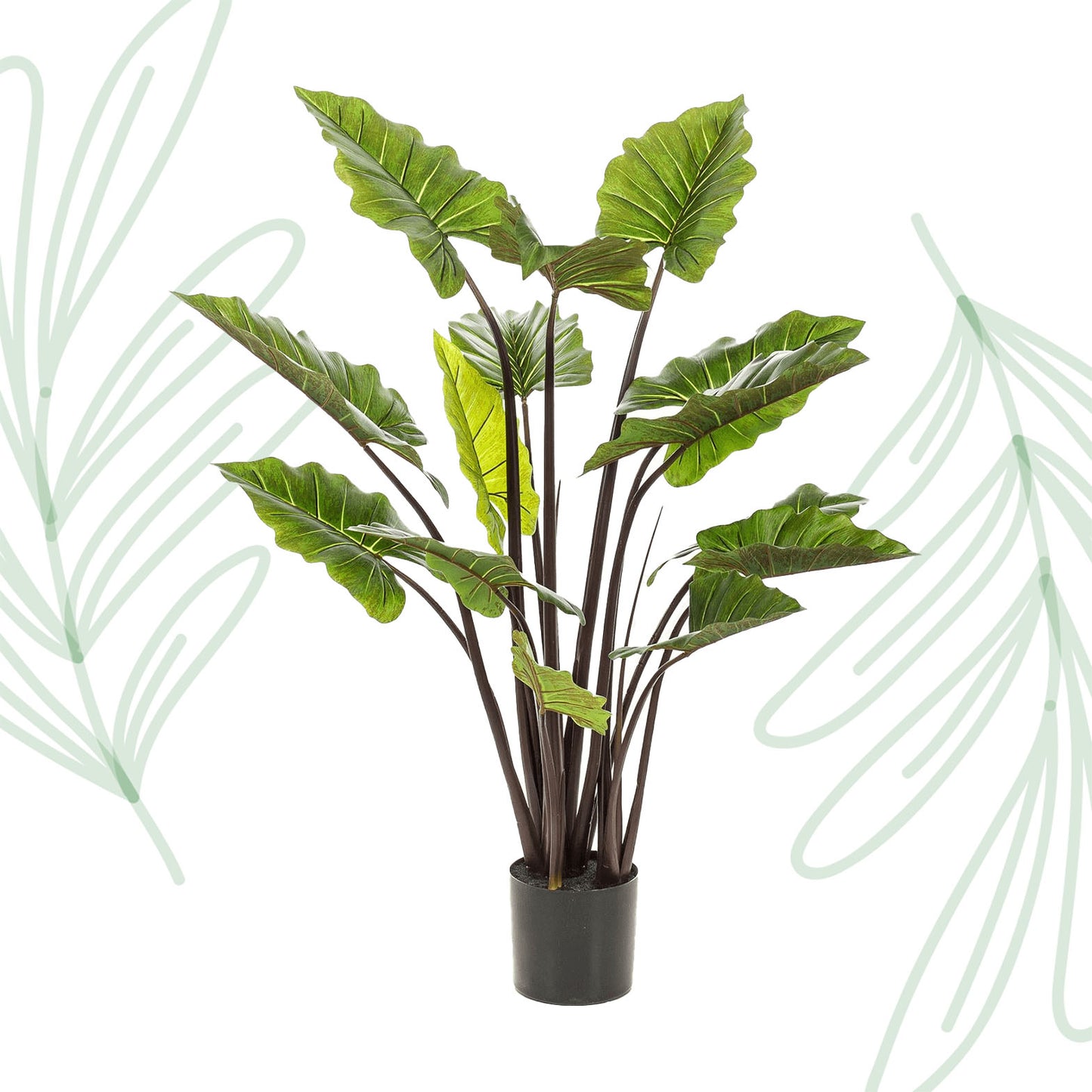 Kunstplant - Colocasia Pink China - Olifantsoor - 130 cm - Forest Plants