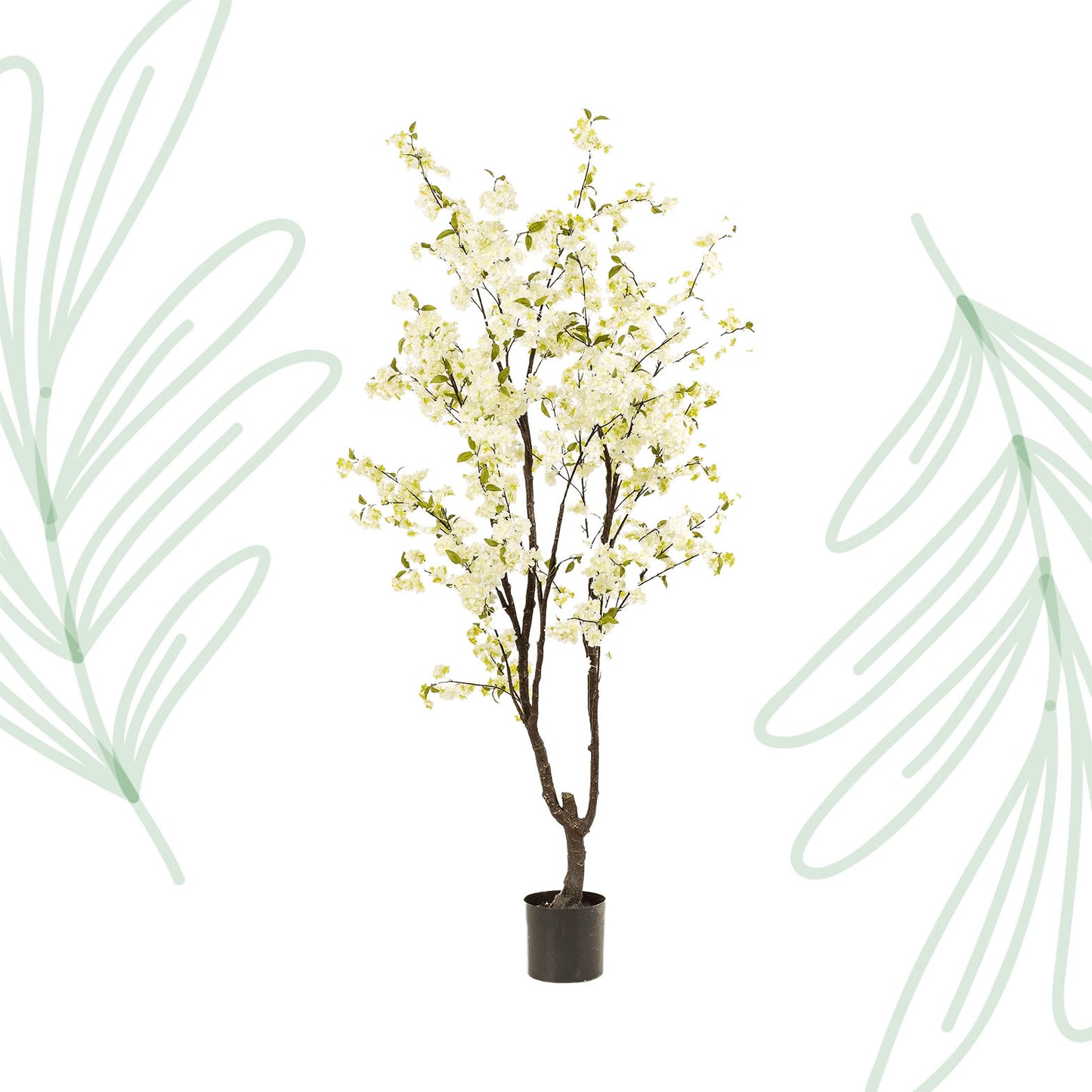 Kunstplant - Prunus - Kersenbloesem - Wit - 210cm - Forest Plants