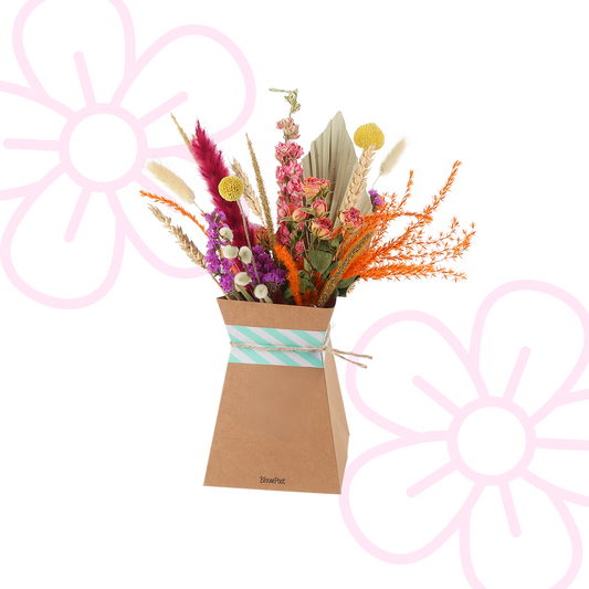 Droogbloemen boeket incl. vouwvaas