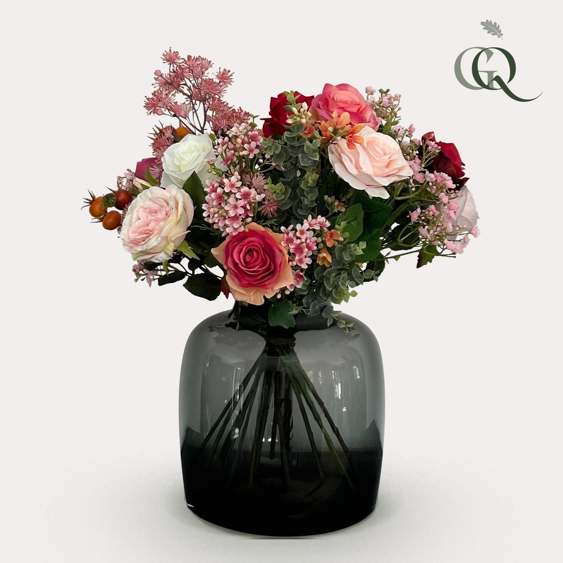 Kunstbloemen - Boeket M - Flame Roses - 45 cm - Forest Plants
