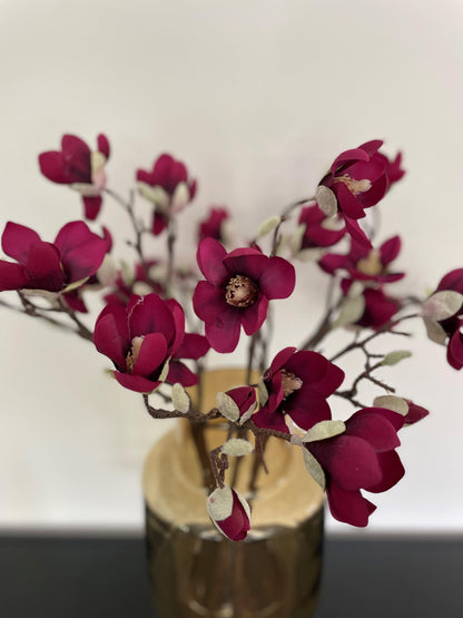 Kunstbloemen - Magnolia bloem Paars x8 -65cm - Forest Plants