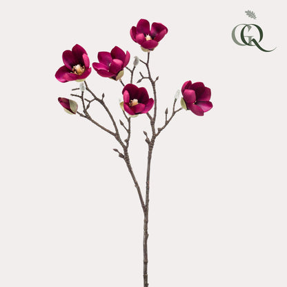 Kunstbloemen - Magnolia bloem Paars x8 -65cm - Forest Plants
