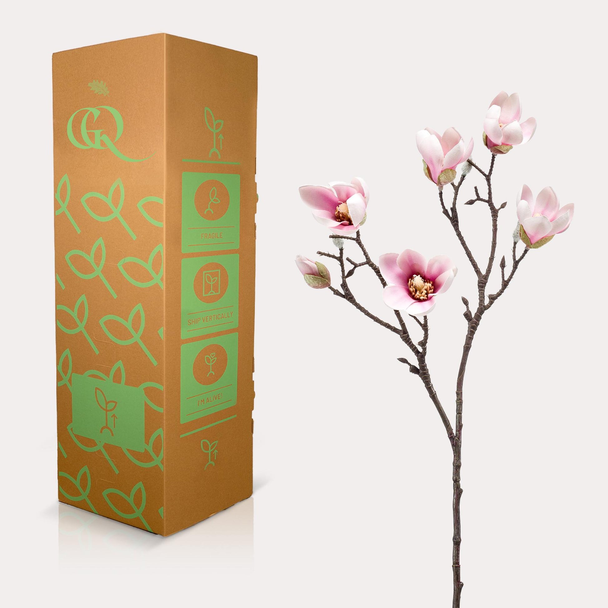 Kunstbloemen - Magnolia bloem Roze x8 - 65cm - Forest Plants