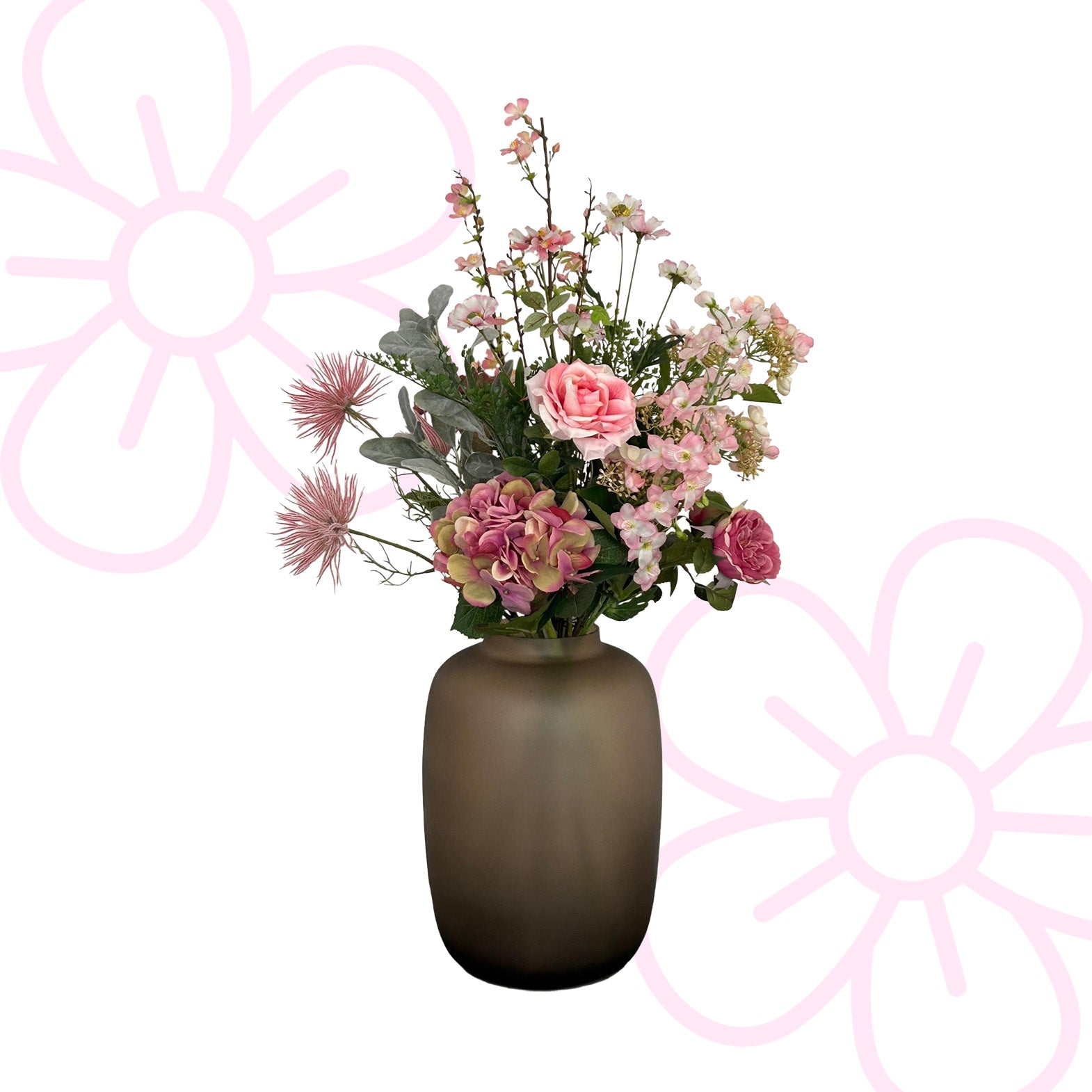 Kunstbloemen - Boeket L - Pretty Pink - 89 cm - Forest Plants