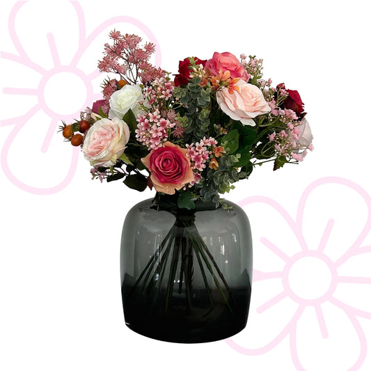 Kunstbloemen - Boeket M - Flame Roses - 45 cm - Forest Plants