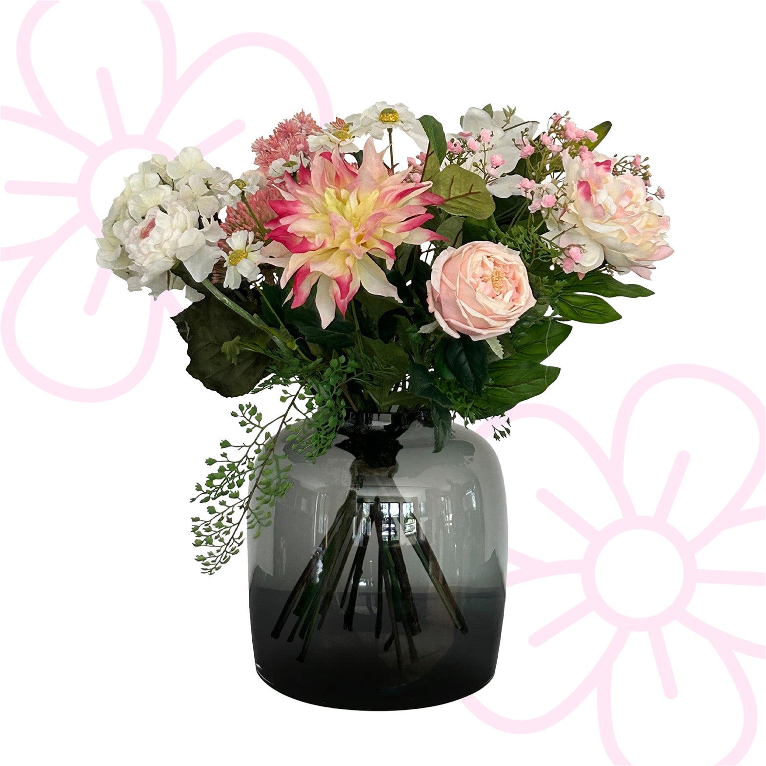 Kunstbloemen - Boeket M - Pastel Lover - 40 cm - Forest Plants