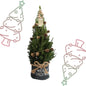 Kleine Kerstboom in 'Merry Christmas' zak blauw - ↕ 70 cm - Picea Glauca Conica - Dennenappel Lampjes met batterijen