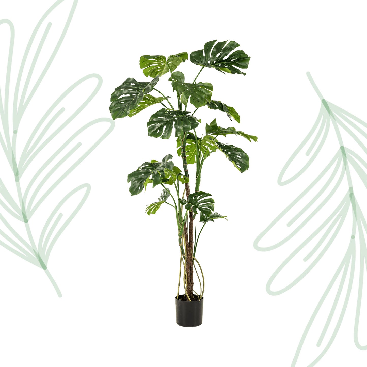 Kunstplant - Monstera  - Gatenplant - 180 cm - Forest Plants
