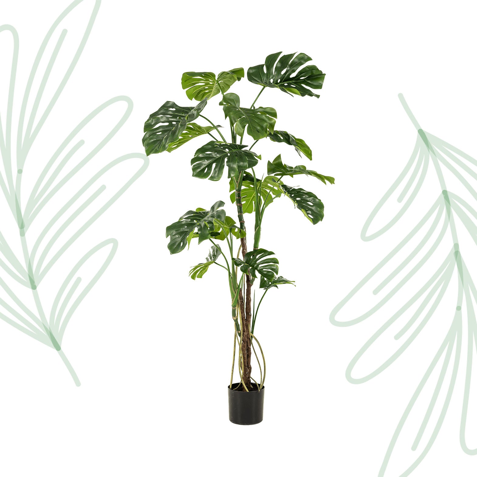 Kunstplant - Monstera  - Gatenplant - 180 cm - Forest Plants