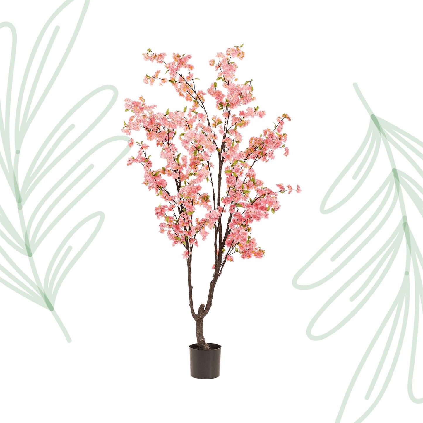 Kunstplant - Prunus - Kersenbloesem - Roze - 210cm - Forest Plants