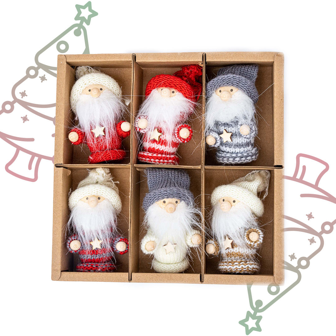 Gnome Popjes / Sterrentrui – 8 cm – Set van 6