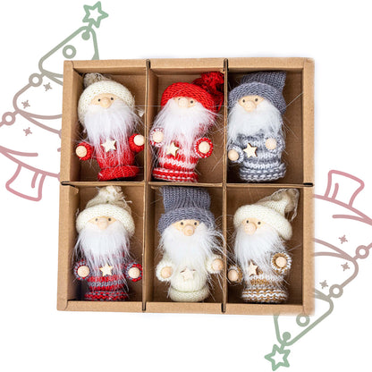 Gnome Popjes / Sterrentrui – 8 cm – Set van 6