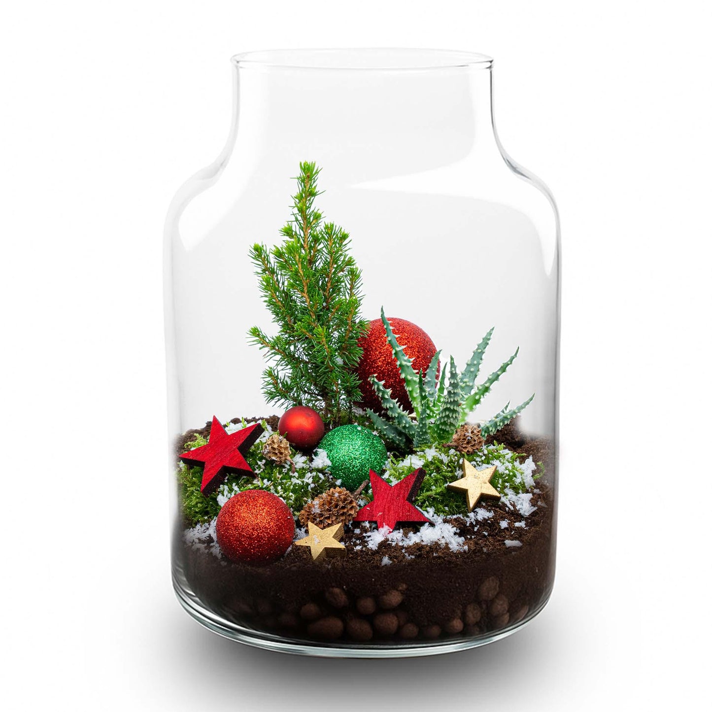Frosty Kerstmis terrarium - Planten terrarium DIY kit Christmas - Ø 17 cm ↕ 25 cm