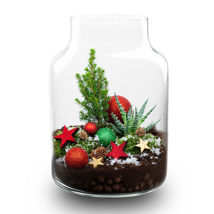 Frosty Kerstmis terrarium - Planten terrarium DIY kit Christmas - Ø 17 cm ↕ 25 cm