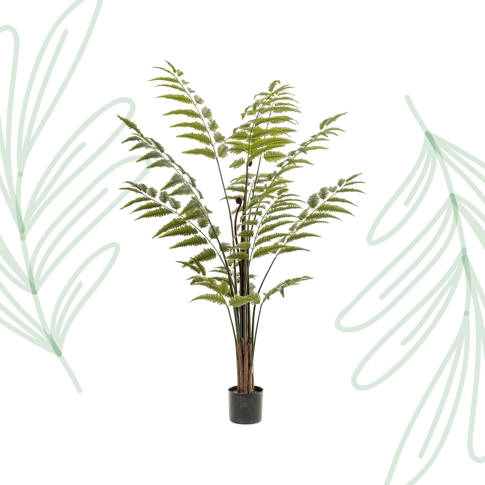 Kunstplant - Rumohra Adiantiformis - Ledervaren - 150 cm - Forest Plants