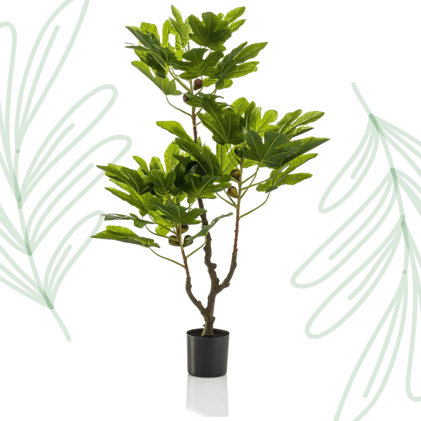 Kunstplant - Ficus Carica - Vijgenboom - 95 cm - Forest Plants
