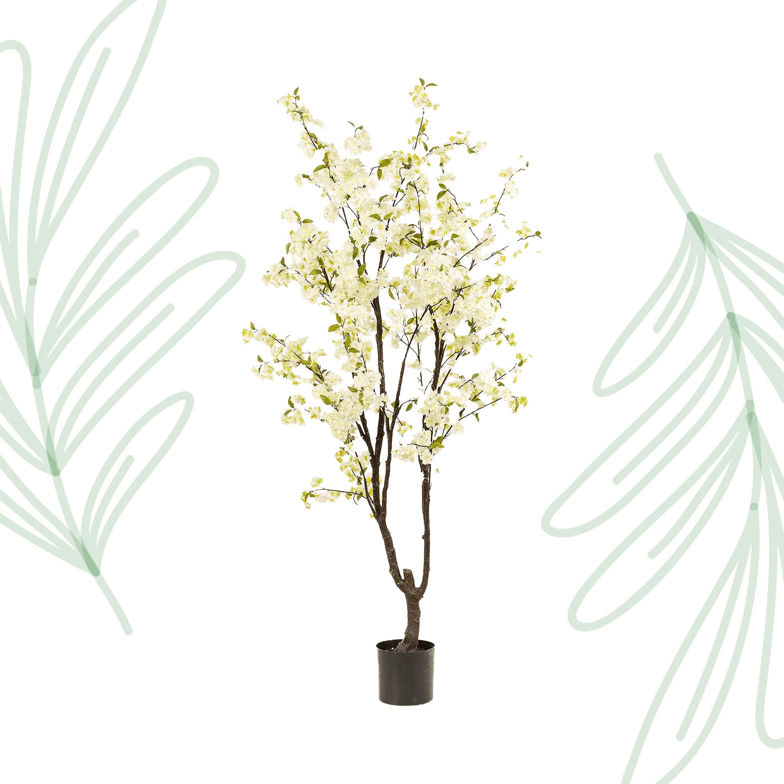 Kunstplant - Prunus - Kersenbloesem - Wit - 210cm - Forest Plants